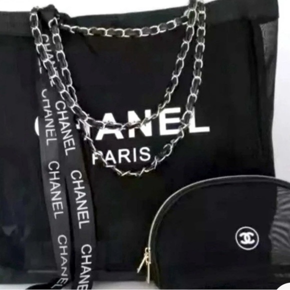 Chanel Black Mesh Tote and Makeup Pouch GWP - Picture 4 of 4
